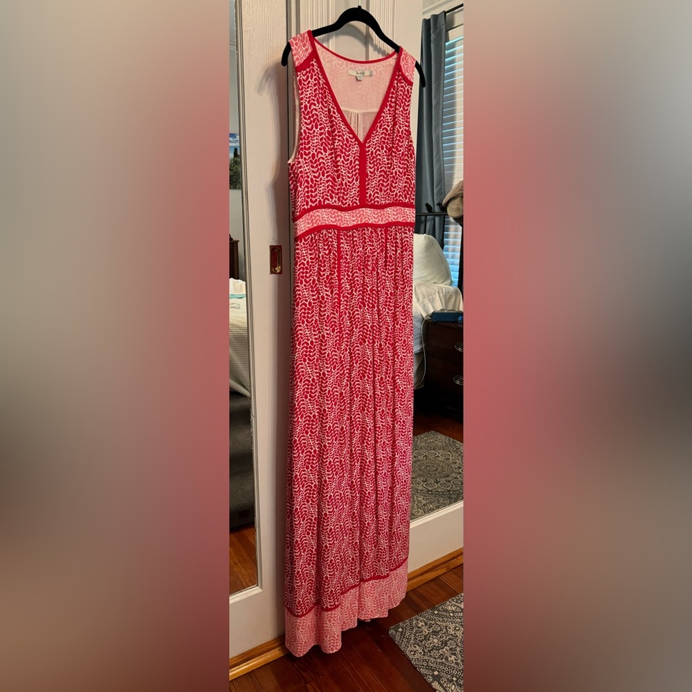 Boden maxi dress in red and pink